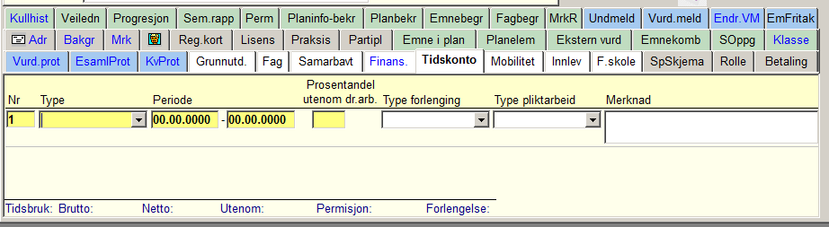 13 Stipendiatstilling J/N for om kandidaten er ansatt i en stipendiatstilling. Feltet kommer frem når en trykker på knappen Hele.