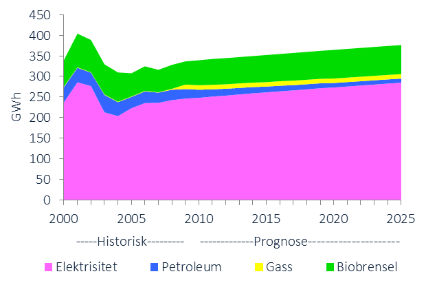 UTVIKLINGSTREKK I ENERGIBRUK I årets utredning presenteres kun oppdaterte tall for elektrisitet og fjernvarme. Dette er fordi det ikke finnes statistikk for øvrige energibærere fra årene etter 2009.