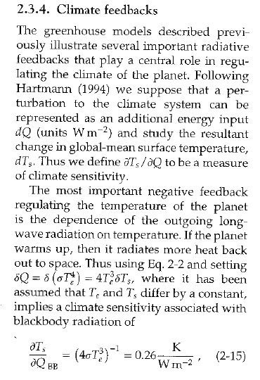 c. Strålingspådrivet (δq i Wm -2 ) ved en endring av CO 2 konsentrasjonen i atmosfæren kan uttrykkes ved (2) Der C er blandingsforholdet av CO 2 (i ppm), C 0 er det pre-industrielle