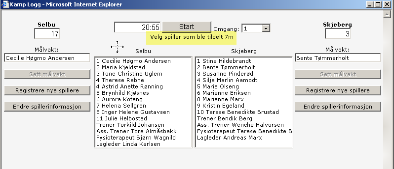 1. Trykk [Teknisk feil] 2. Velg spilleren som forårsaket den tekniske feilen. Snapp av ball Her vil dere også kunne bli stilt ovenfor en rekke valg og tvilsituasjoner.