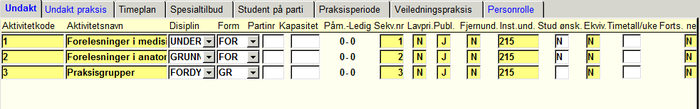 Undakt-Oversikt over undervisningsaktivitetene som er koblet til aktiviteten Undakt praksis- Oversikt over undervisningsaktivitetene som er koblet til aktiviteten Timeplan-Oversikt over