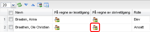 Logge på som annen bruker Dersom skoleadministrator har åpnet for denne muligheten, kan man gå inn på vegne av en annen lærer og føre fravær/merknader. 1.