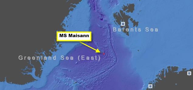 GAP analyse og caset MS Maisann cruise skip 2900 personer 1900 passasjerer 215 NM (400 km) fra