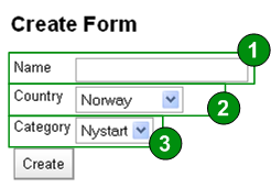 Brukerdokumentasjon Mamut Webforms av 3 4.2 Seksjon: Forms 4.2.3 Create form Her kan man opprette nytt skjema.