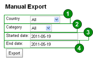 Brukerdokumentasjon Mamut Webforms 24 av 3 4.5 Seksjon: Export 4.5. Manual export Her kan man eksportere leads til CSV fil og filtrere disse på visse verdier.