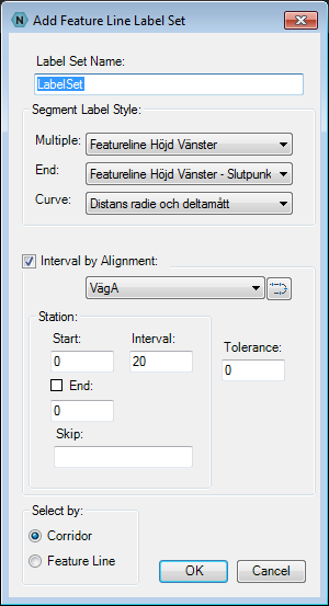 Gi label-gruppen et navn Angi hvilke etiketter som skal settes inn ved hvilket punkt på linjene.