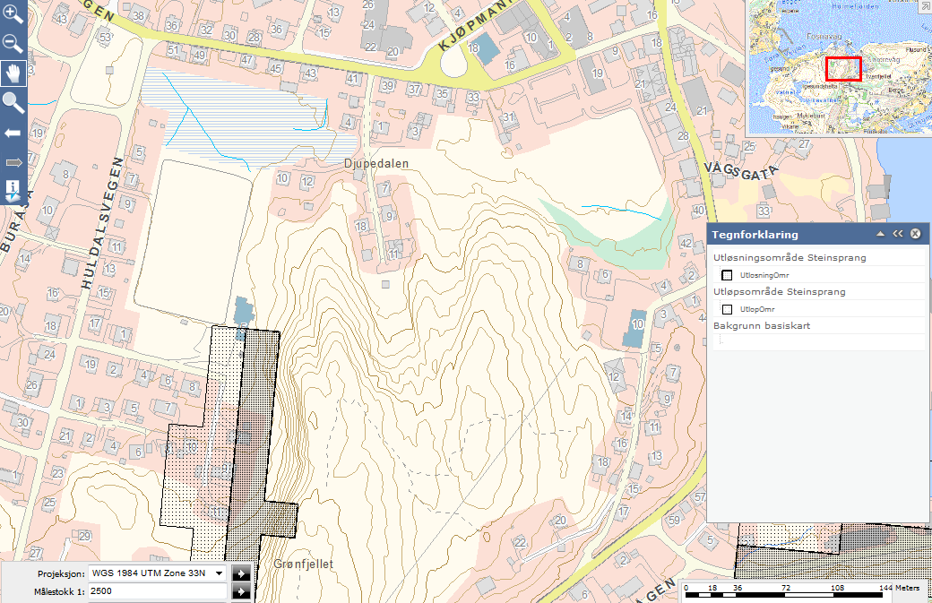 10. Steinsprang NGU sine aktsomhetskart viser at sør-østlige del av planområdet ligger i definert utløpsområde for steinsprang.