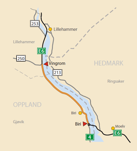 E6 Biri Vingrom Lillehammer Nord Lengde 35.