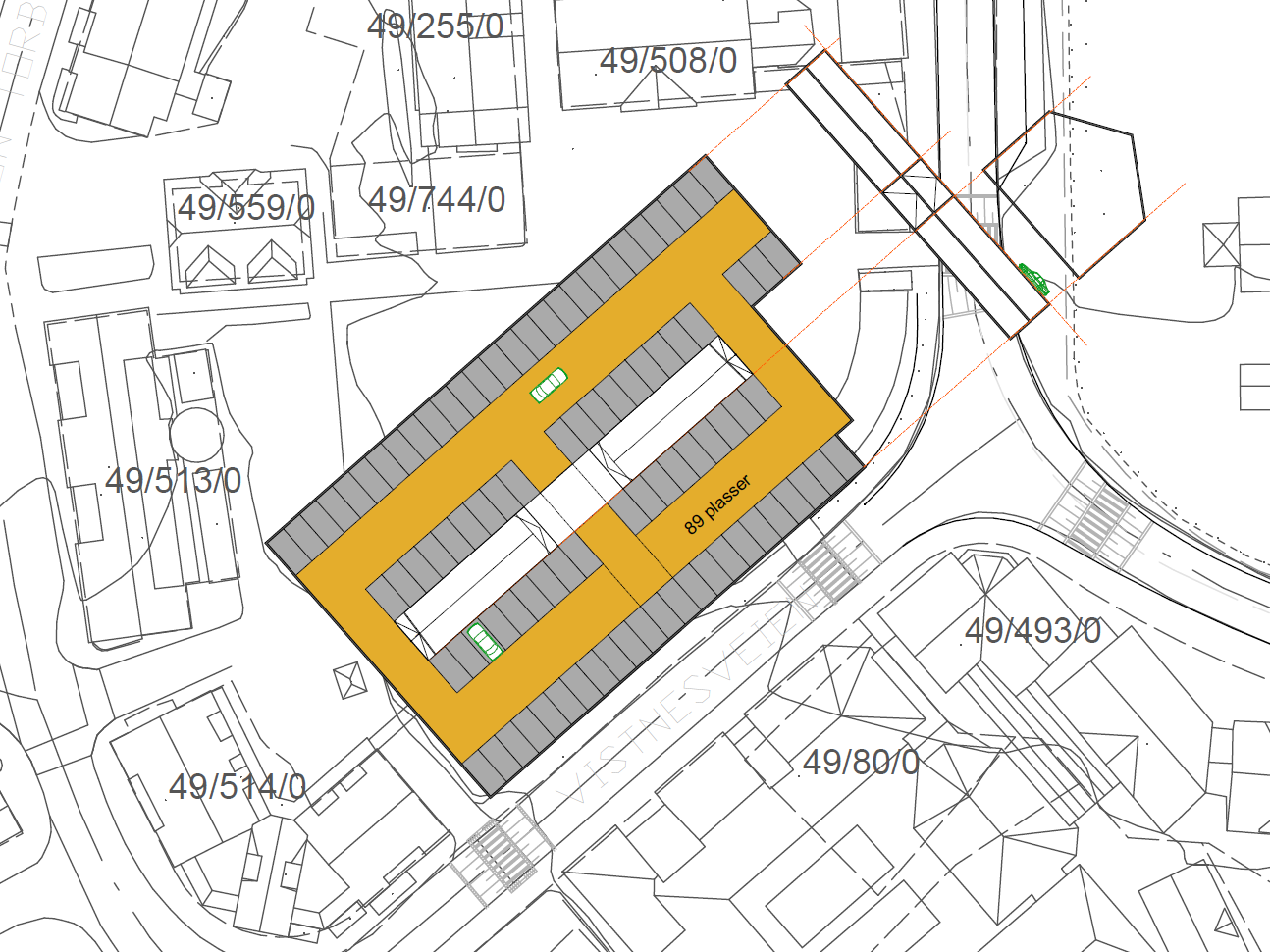 Parkeringsanlegg i Randaberg sentrum 15 Figur 4 Skisse over mulige parkeringsplan under felt S4 Torget. 4.3 C, - i Torvmyrveien Dette anlegget er det eneste foreslåtte anlegget som ligger utenfor planområdet for utkast til områdereguleringsplan.