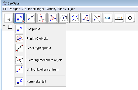 PUNKT OG SIRKLER Matematikk for ungdomstrinnet Punkt Vi kan enten plassere punkt fritt, eller vi kan plassere dem på et objekt (for eksempel en linje eller en sirkel) eller der to objekt skjærer