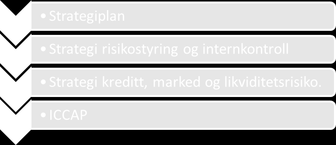 3.2.3 Risk Manager Risk Manager har ansvaret for den daglige risikostyringen, herunder ansvarlig for at det er effektive risikostyringssystemer i banken, og rapportering av risikoeksponeringen. 3.2.4 Avdelingsledere Bankens ledere har ansvar for å styre risiko og sikre god intern kontroll innenfor eget område i tråd med bankens vedtatte risikoprofil.