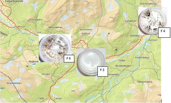 17 Figur 7. Kart hvor foto av preparerte bunndyrprøver er plassert på stasjonene. Folla drenerer fra vest mot øst i kartet.