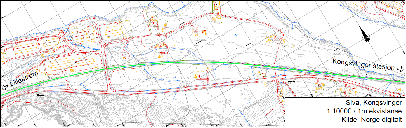 3.4 Alternativ 4 Siva Området ligger ca 3,6 km fra Kongsvinger stasjon. Arealene ligger ved Siva næringsområde og er i kommunedelplanen regulert til LNF- og boligformål.