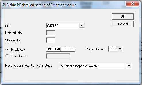 I punktet Ethernet Board velger vi nettverk nummeret, stasjonsnummeret og Ethernet protokoll.