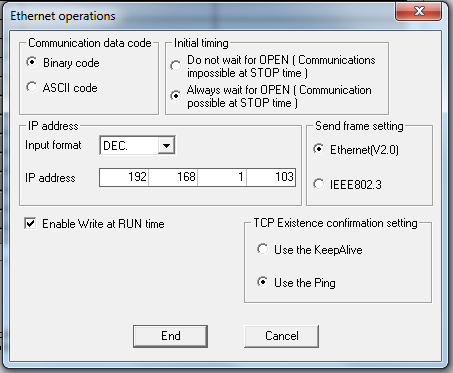 Under Operational settings Krysser vi av for Always wait for OPEN og skriver inn IP adressen til master PLS en Figur 11 Neste trinn er å kompilere alt vi har endret