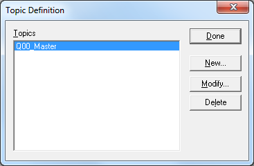 3.5 Wonderware OPC Link (JFH) I Topic definition lager vi nye controllere. Vi skriver inn samme navn som controlleren har i OPC serveren. Figur 19 Vi går inn på Modify.