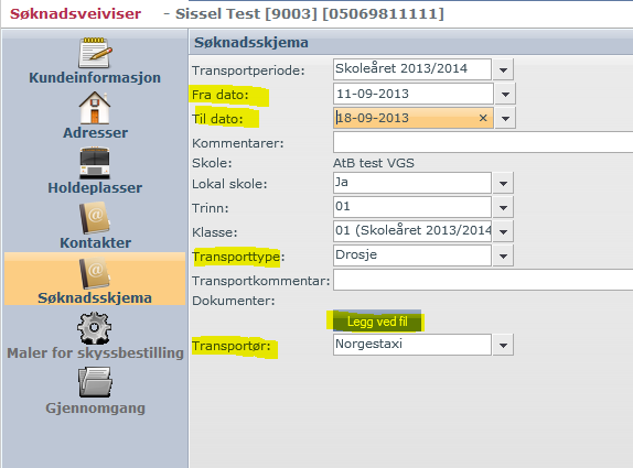 a. Ved bestilling av medisinsk skyss for elev som tidligere er registrert i CERT : Skoleskyss administrer elevsøknader HENT. Man får da opp listen med alle elever.