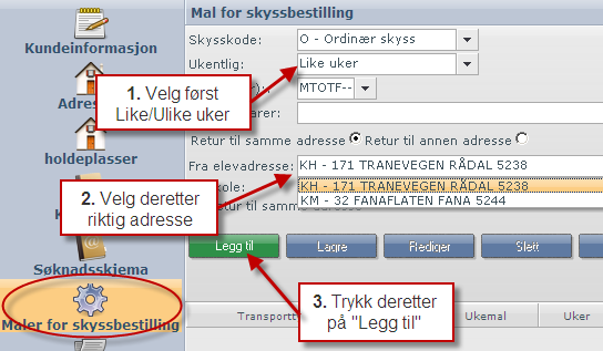 Dersom en elev kommer og skal ha videre midlertidig skyss etter den første legeatteseten er lagt inn, legger man den nye inn på samme måte som denne.