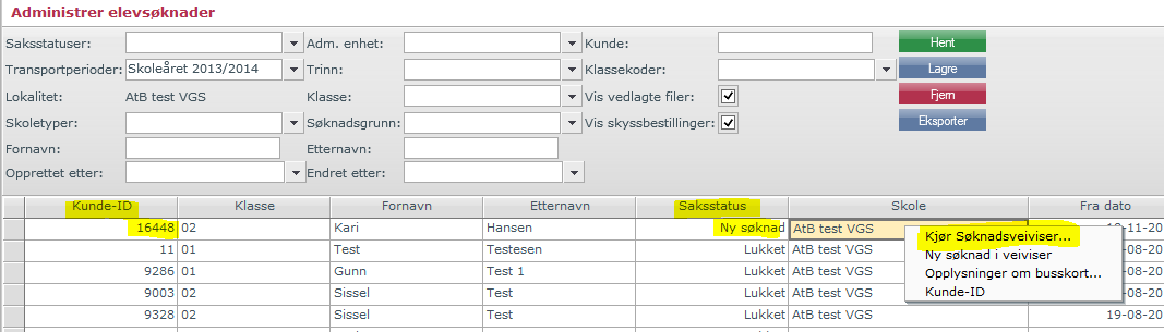 Endring av søknader. KUN søknader som har saksstatus «Ny søknad» kan redigeres av skolen. Det er ikke mulig for skolene å endre på søknader som er innsendt i CERT.