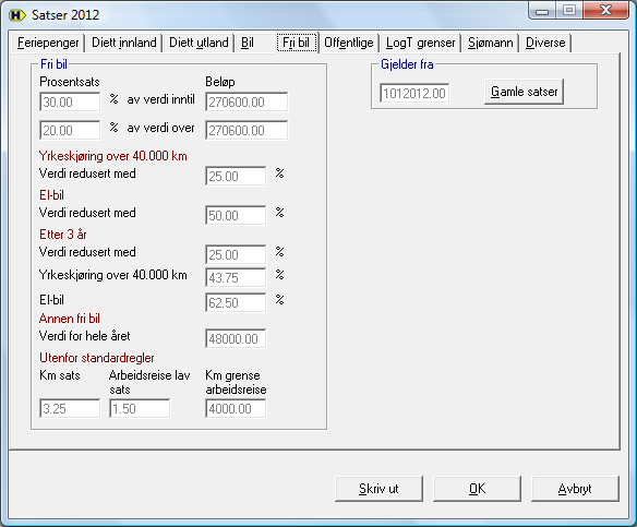 Hogia Lønn AS side 5 OFFENTLIGE SATSER FLERE SATSER FOR BIL Vi har lagt inn noen flere satser for kjøregodtgjørelse og flyttet satsene for fri bil til eget skillekort: Det er kommet til satser for