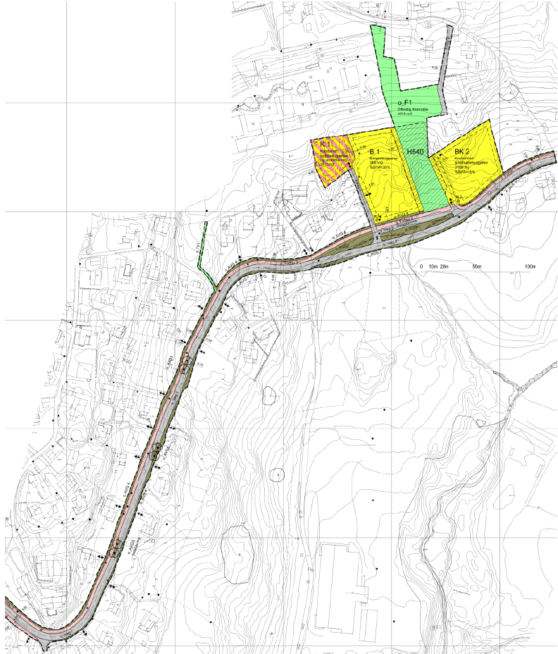 Figur 2: Plankart detaljregulering av Vestbyveien Alternativ 2 Alternativer: Alternativ 1: Rådmannens innstilling Alternativ 2: Utbyggingsavtale sendes ikke til offentlig ettersyn Miljømessige