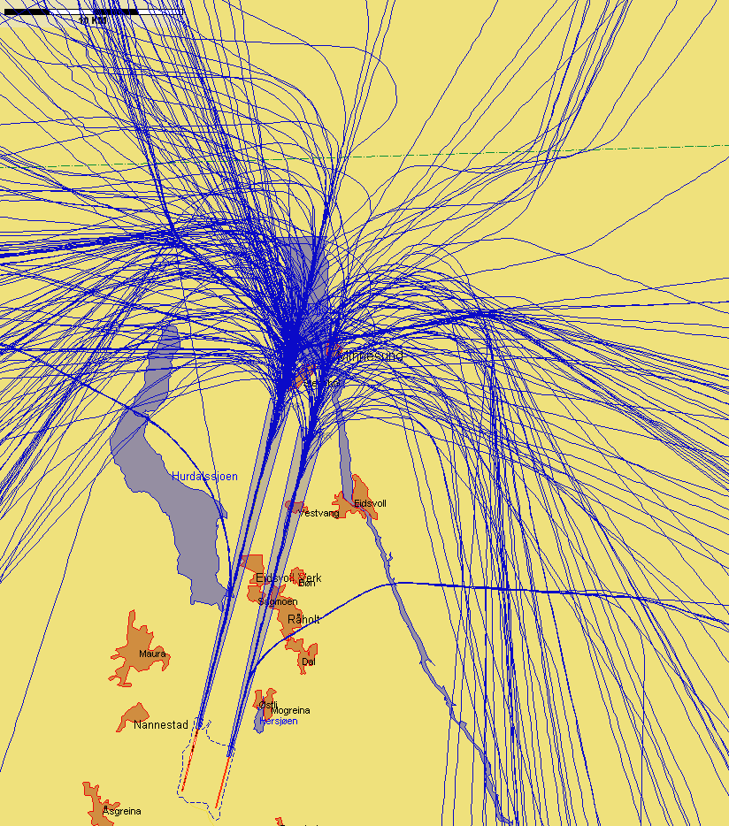 Landinger fra nord med jetfly, eksempeldag med sørlig trafikkretning hele dagen Figur 4. Tirsdag 26.