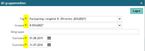 Undervisningsgrupper Lokal administrator kan jobbe med medlemskap til undervisningsgrupper både for en enkelt elev, og for flere elever samtidig.