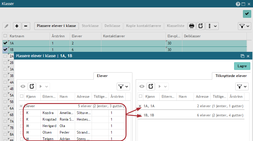 Å fordele elever i klasser fungerer forskjellig under Administrasjon og Planlegging nytt skoleår.