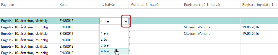 Halvårsvurdering Lærer bruker sin lærerpålogging for å kunne registrere karakterer på egne elever slik at det bare er unntaksvis at karakterer skal registreres av lokaladministrator.