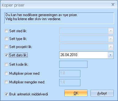 Her kan du se prisene per konto. Disse prisene lagres ikke i beskrivelsen, men du kan kopiere dem til utklippstavlen og så lime dem inn i f.eks. Excel.