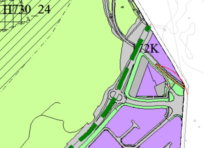 Planområdet er vist som næringsbebyggelse- og samferdselsanleggsformål, med tilhørende bestemmelse om at det kan etableres