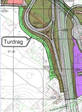 Utvidelse av Rv509, Sandnesveien til 4 felt mellom Folkvordveien og ny Rv44 9 248 "Turdragsspissen" og planavgrensning i søndre del av planområdet Planen er endret slik at "turdragsspissen" er endret