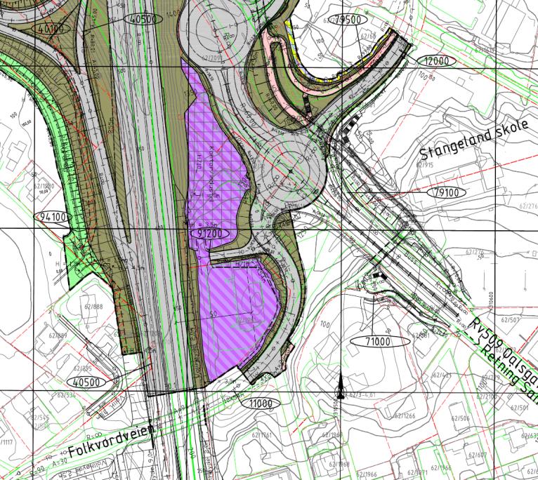 Utvidelse av Rv509, Sandnesveien til 4 felt mellom Folkvordveien og ny Rv44 10 Figur 6 Utsnitt av reguleringsplankartet slik