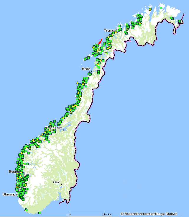 Havbruksnæringens fysiske arealbeslag Lokaliteter for