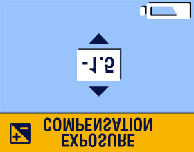 Kapittel 2 Angi eksponeringskompensasjon Bruk eksponeringskompensasjon til å bestemme hvor mye lys som skal slippes inn i kameraet. Eksponeringsområdet er +2 til -2 i halve trinn.