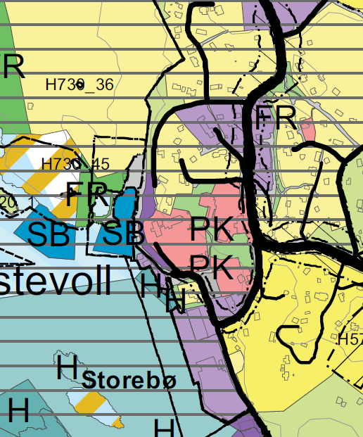 Eksisterende reguleringsplan for Storebø sentrum. Dagens planstatus Området er i Kommuneplanen for Austevoll kommune satt av til område for eksisterande næring.