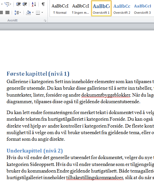 Bruke stiler på overskrifter Stilene kan også endres.