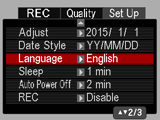 Spesifisering av datoformat (Datoformat) Prosedyre [SET] * MENU * Oppsett -fane * Datoformat Du kan velge i mellom tre forskjellige datoformat for datoen. Eksempel: 10.