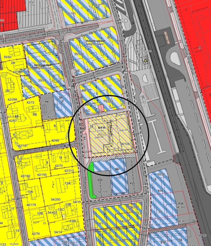 Kart over gjeldende og tilgrensende reguleringsplaner Kartutsnitt som viser forslag til