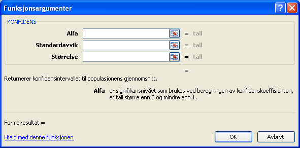 A8. Stikkprøvene vil da komme fra A8 og nedover. Vi velger å la stikkprøvene gå fra rad 8 og nedover slik at vi kan bruke feltene over til å beregne hvor mange ganger konfidensintervallet omslutter.