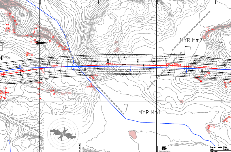7100 7 Mulig svakhetssone 7 SV-NØ fra kart/flyfoto (og resistivitet som antyder steilt sør, men ikke noe fra seismikken).
