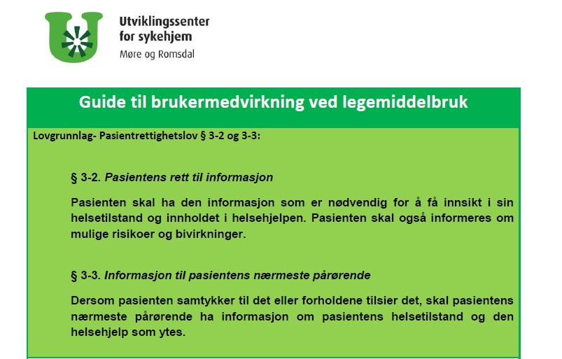 Guide til brukermedvirkning ved legemiddelbruk 29.