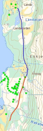 4 Fv 545 Breivik Landa ÅDT 1200. Fartsgrense 80 km/t. Total strekning: 2,6km Prioritert raud strekning fram til Årskog barnehage: 1,0 km Trong for 20 stk lyspunkt Kostnad: kr. 400.