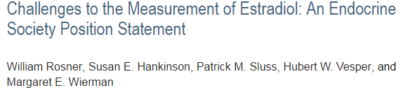 Metodeutvikling: østrogenpanel Recommendations: The assays need to be sensitive, specific, accurate, and precise over a wide concentration range and need to: Measure E2 at very low concentrations.