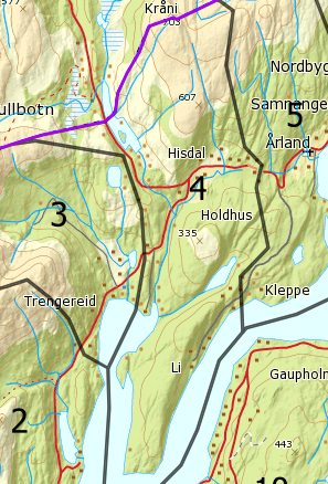 Side 48 av 136 Delområde 4 Dette delområde går frå Nordbø til Ådland ved Samnangerfjorden.