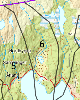 Side 59 av 136 Delområde 6 Nordvik er ei lita grend som ligg litt ovanfor riksveg 7, det renn ei elv gjennom området.