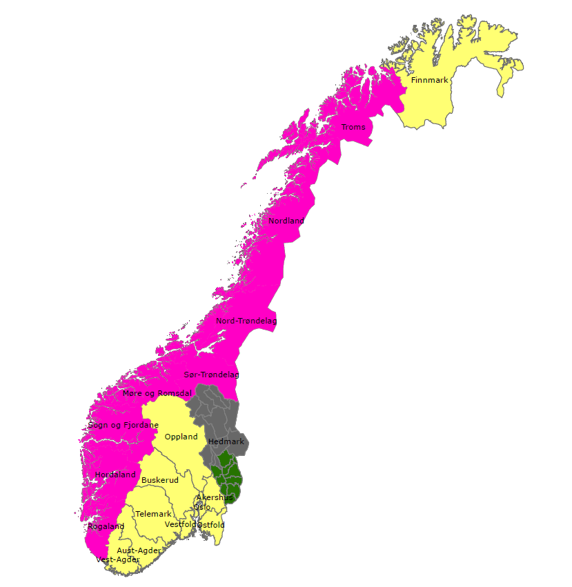 Kystskogbruket vs Innlandsskogbruket Avvirkningvolum: Rosa