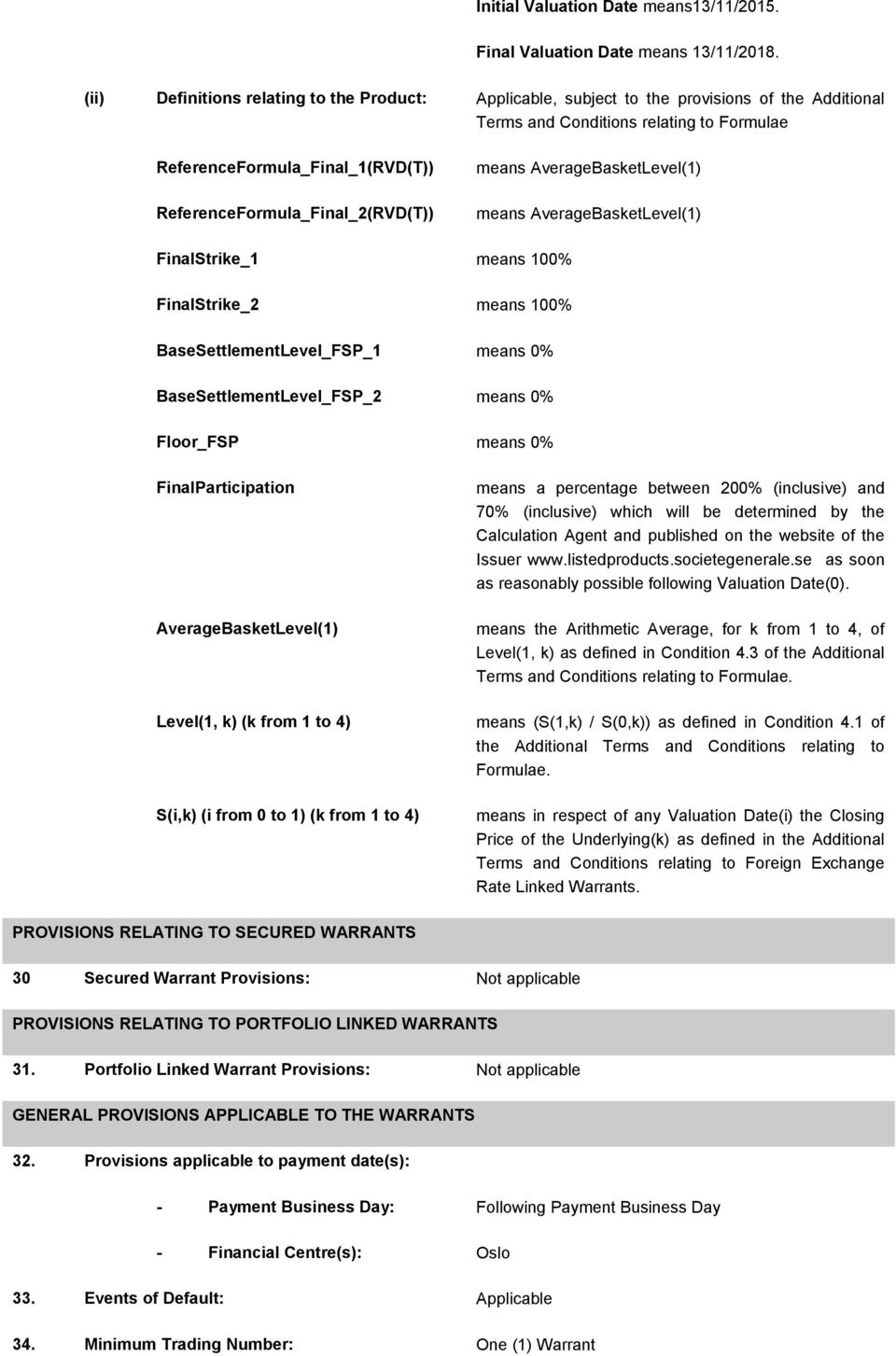 ReferenceFormula_Final_2(RVD(T)) means AverageBasketLevel(1) means AverageBasketLevel(1) FinalStrike_1 means 100% FinalStrike_2 means 100% BaseSettlementLevel_FSP_1 means 0% BaseSettlementLevel_FSP_2