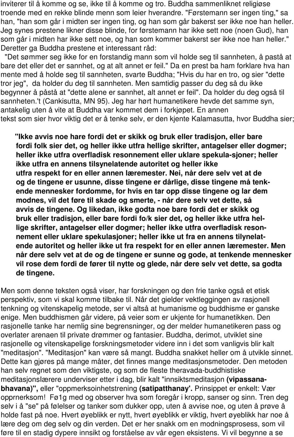 Jeg synes prestene likner disse blinde, for førstemann har ikke sett noe (noen Gud), han som går i midten har ikke sett noe, og han som kommer bakerst ser ikke noe han heller.