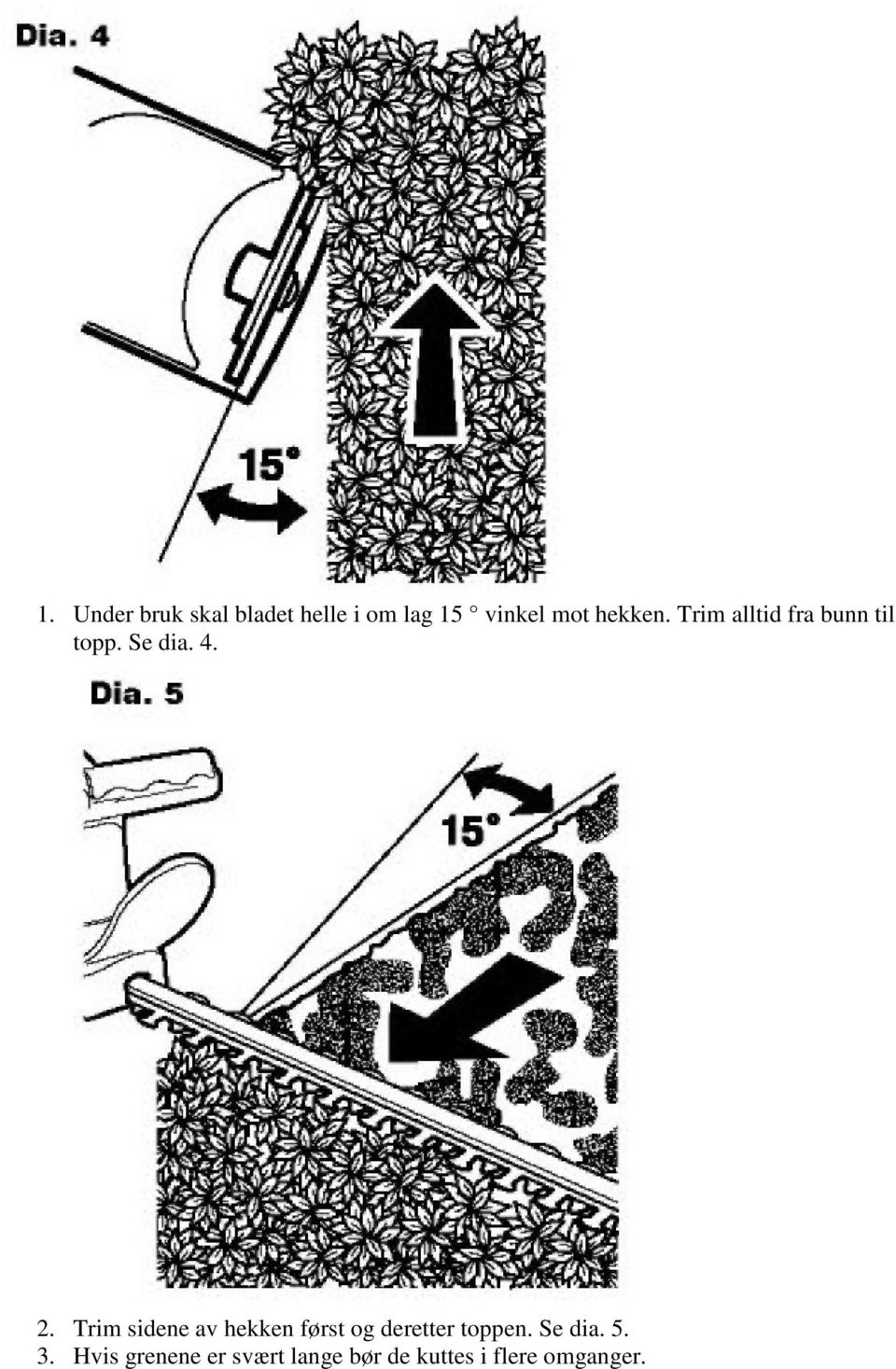 Trim sidene av hekken først og deretter toppen. Se dia. 5.